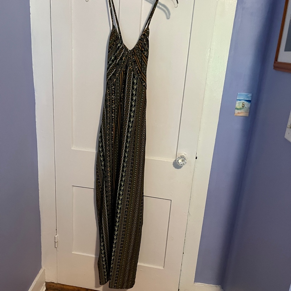 Elegant Black and Brown Maxi Dress